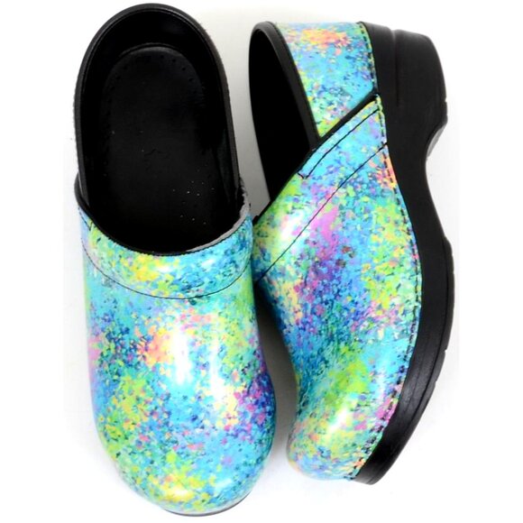 Dansko Speckled Patent Leather Slip On Professional Nursing Clogs 7.5-8 (EUR 38) - Picture 1 of 11